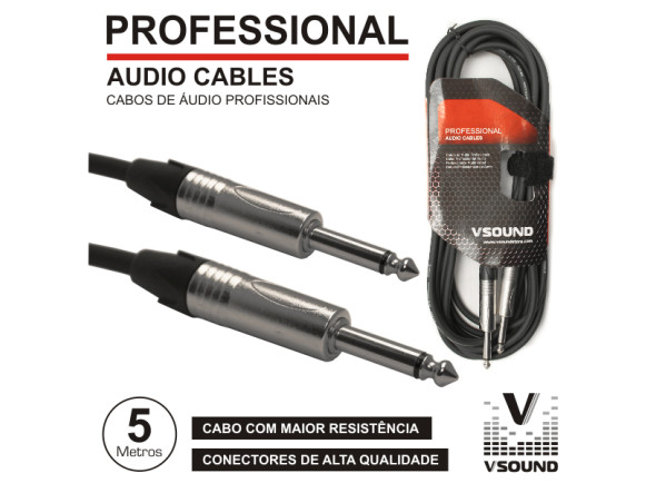 VSOUND Cabo Pro Jack 6.35mm Macho / Macho 5m Mn VSOUND Cabo Pro Jack 6.35mm Macho / Macho 5m Mn